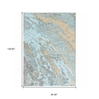 8?x11? Blue and Gray Abstract Impasto Area Rug