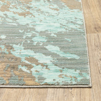8?x11? Blue and Gray Abstract Impasto Area Rug