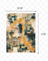 2?x3? Blue and Gold Abstract Strokes Scatter Rug