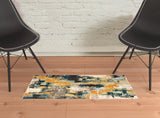 2?x3? Blue and Gold Abstract Strokes Scatter Rug