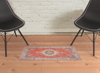 2?x3? Red and Gray Oriental Scatter Rug