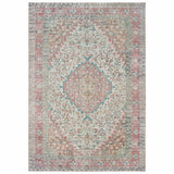 2?x3? Ivory and Pink Oriental Scatter Rug