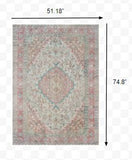 4?x6? Ivory and Pink Oriental Area Rug