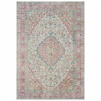 5?x8? Ivory and Pink Oriental Area Rug