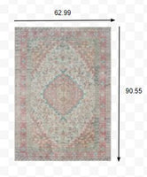 5?x8? Ivory and Pink Oriental Area Rug