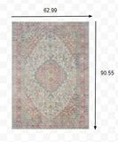 5?x8? Ivory and Pink Oriental Area Rug