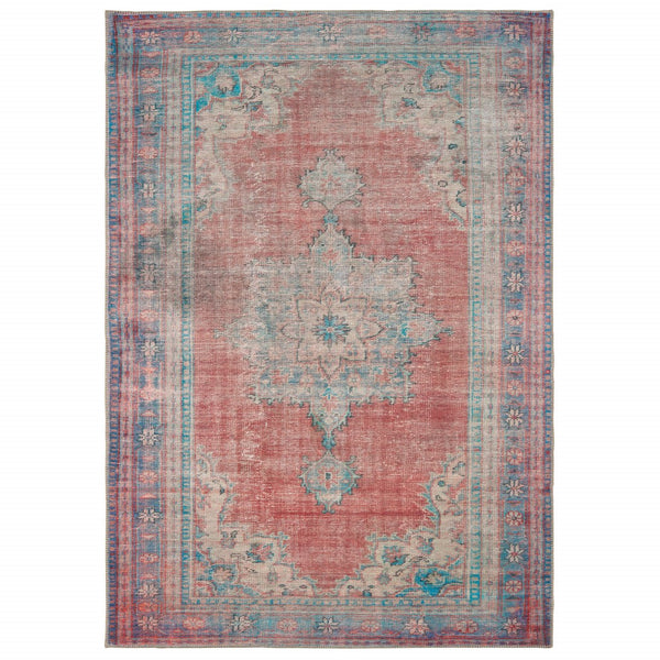 2?x3? Red and Blue Oriental Scatter Rug