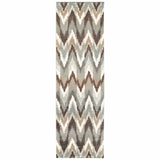 2?x8? Gray and Taupe Ikat Pattern Runner Rug