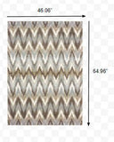 4?x6? Gray and Taupe Ikat Pattern Area Rug