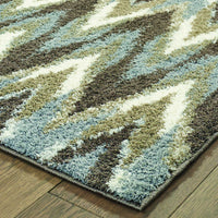 10?x13? Gray and Taupe Ikat Pattern Area Rug