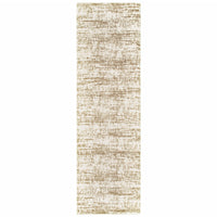 2?x8? Ivory and Gray Abstract Strokes Runner Rug