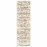 2?x8? Ivory and Gray Abstract Strokes Runner Rug