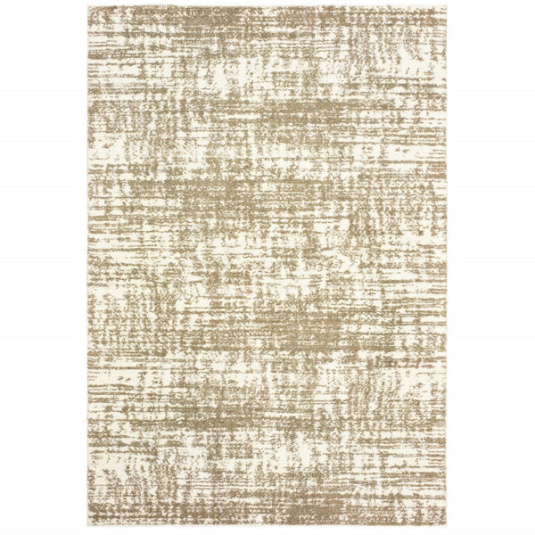 7?x10? Ivory and Gray Abstract Strokes Area Rug