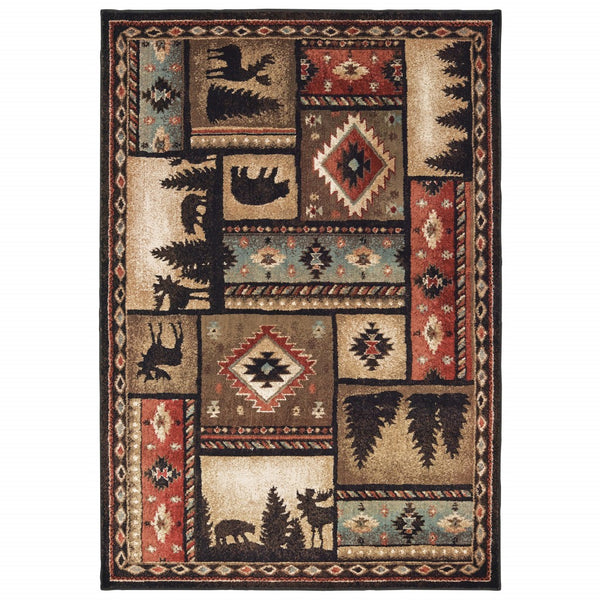 7?x9? Black and Brown Nature Lodge Area Rug