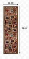 2?x8? Brown and Red Ikat Patchwork Runner Rug