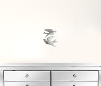 Set of 2 White Ceramic Sparrows Wall Decor