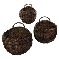 Set of 3 Rustic Brown Willow Wall Baskets