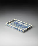 Blue Quatrefoil Bone Inlay Serving Tray