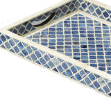 Blue Quatrefoil Bone Inlay Serving Tray