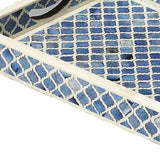 Blue Quatrefoil Bone Inlay Serving Tray