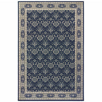 2?x3? Navy and Gray Floral Ditsy Scatter Rug