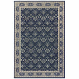 2?x3? Navy and Gray Floral Ditsy Scatter Rug
