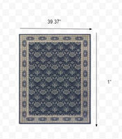 2?x3? Navy and Gray Floral Ditsy Scatter Rug