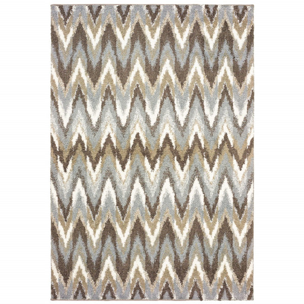 2?x3? Gray and Taupe Ikat Pattern Scatter Rug