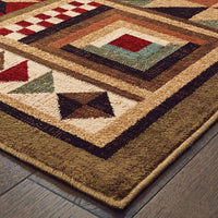 2?x3? Brown and Red Ikat Patchwork Scatter Rug