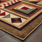 2?x3? Brown and Red Ikat Patchwork Scatter Rug