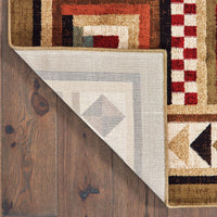 2?x3? Brown and Red Ikat Patchwork Scatter Rug