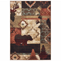 2?x3? Rustic Brown Animal Lodge Scatter Rug