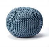 Cool Blue Woven Pouf Ottoman