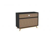 Modern Black and Natural Two Door Console Table