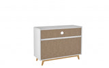 Modern White and Natural Two Door Console Table