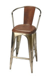 Brown Leather and Iron Bar Stool