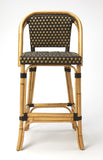 Dark Brown and Beige Rattan Bar Stool