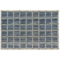 5? x 8? Blue and Gray Grid Area Rug