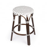 Brown and White Rattan Counter Stool