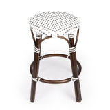 Brown and White Rattan Counter Stool