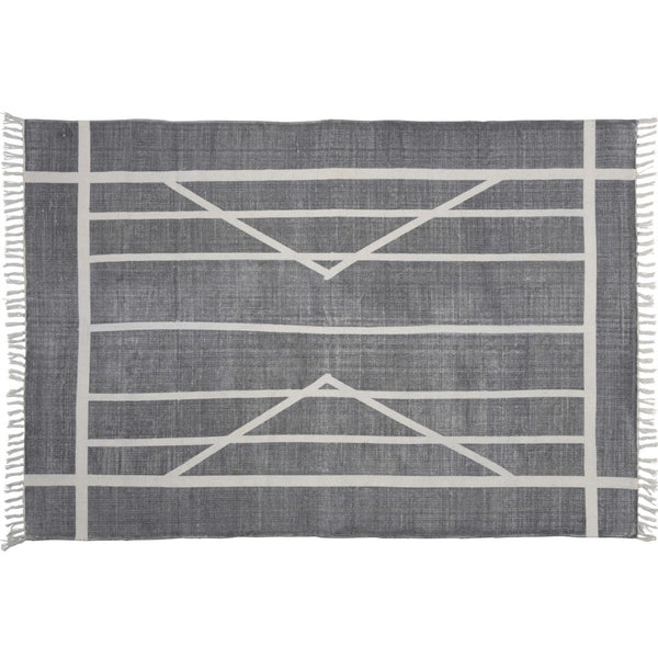 4? x 6? Gray and Cream Geometric Area Rug