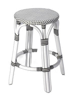 Classic White and Black Rattan Counter Stool