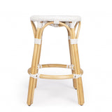 White Rattan Counter Stool