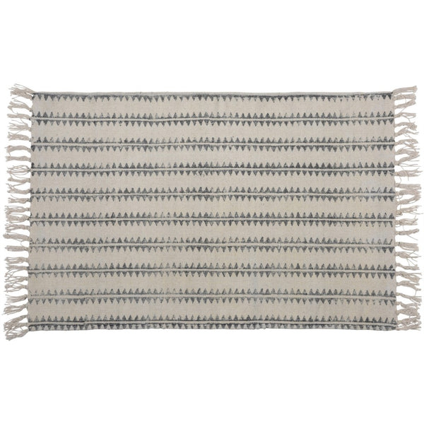 2' X 3' Gray and Cream Sawlike Stripes Scatter Rug