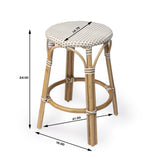 Beige and White Rattan Counter Stool