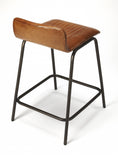 Brown Leather and Metal Counter Stool