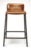 Brown Leather and Metal Counter Stool