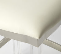 Acrylic and White Leather Counter Stool