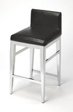 Stainless Steel and Black Faux Leather Counter Stool