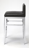 Stainless Steel and Black Faux Leather Counter Stool